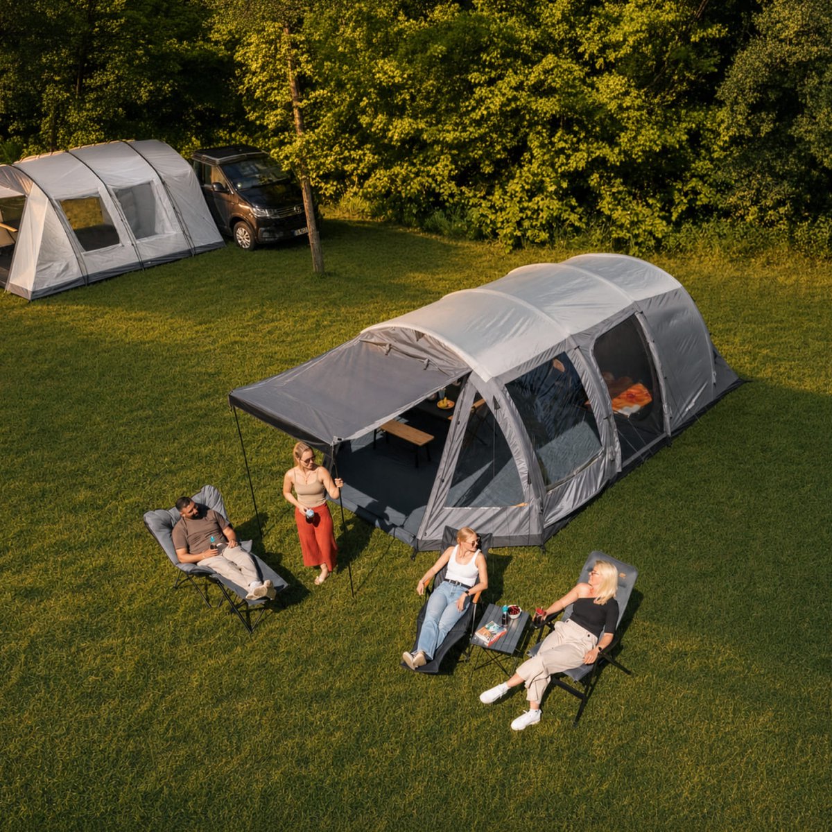 Skandika opblaasbare tent Folldal 5 Air Protect - Luchttent voor 5 personen, ingenaaid grondzeil, waterdicht, 5000 mm waterkolom, met pomp, zonneluifel | Campingtent, tunneltent, airtent – foto 6