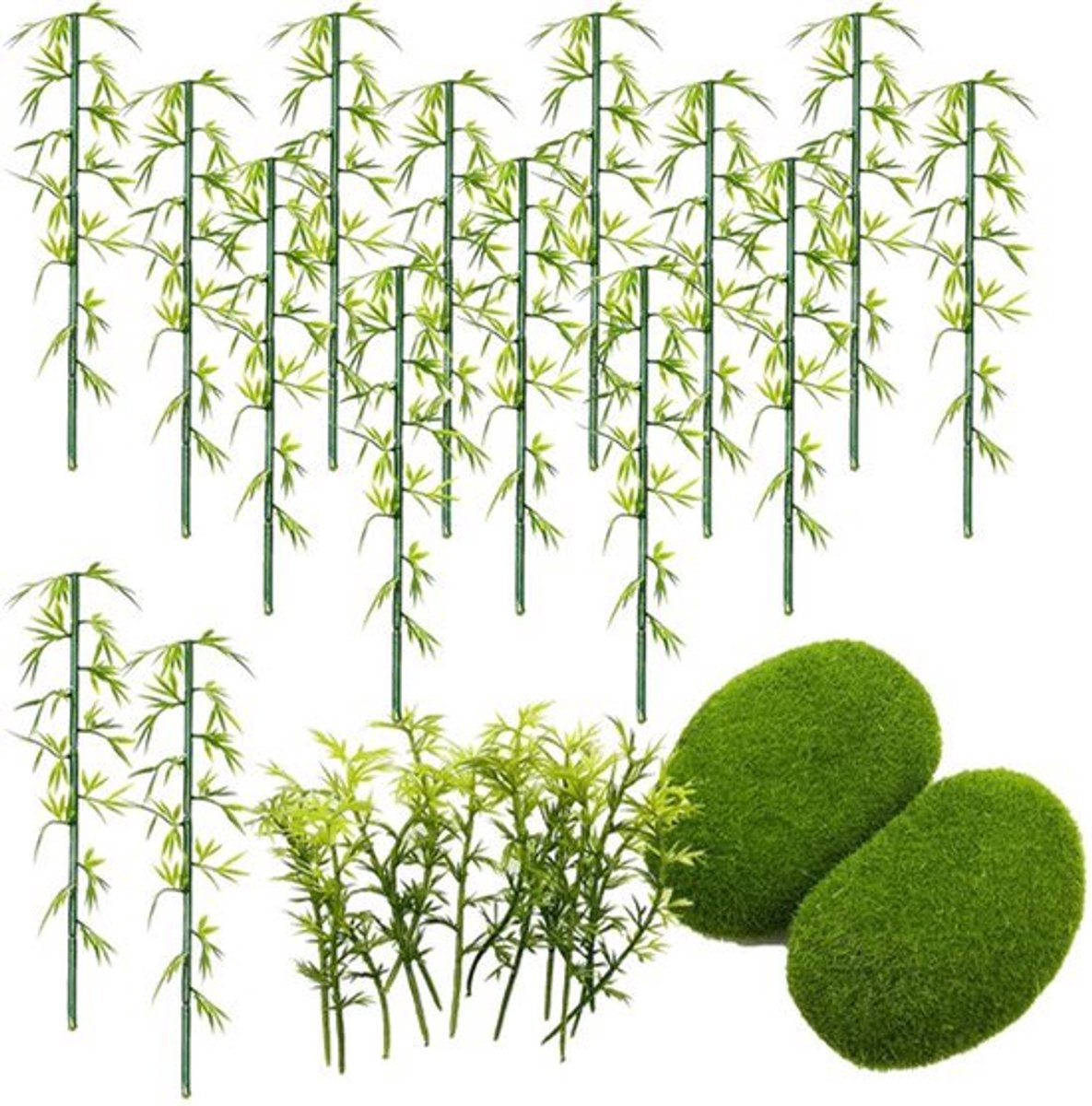 Miniatuur bamboebomen voor landschapsdecoratie in groen
