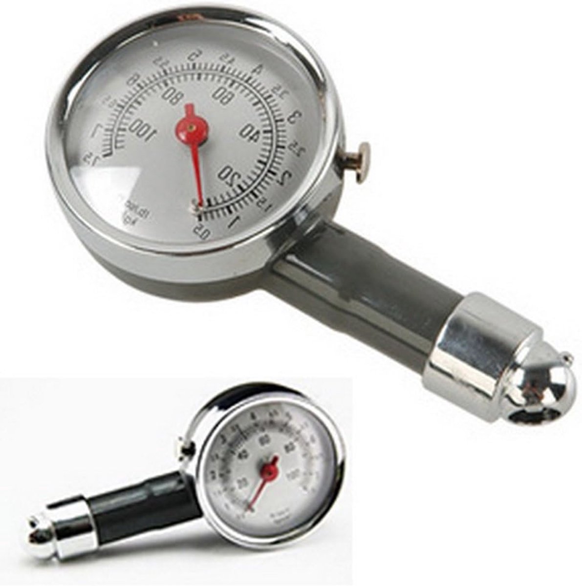 Bandenspanningsmeter - Bandendrukmeter Bandenpomp - Bandenspanning Controleren - Met 45 graden hoekchuck - 10 x 5 x 25 cm - Zwart