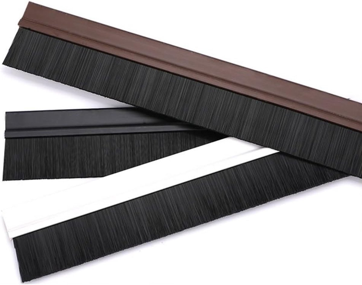 Deurborstel Bodemveger - Tochtstopper Deur - Tocht Buiten Houden - Zelfklevende PVC Basis - 2 stuks 39 inch - Zwart