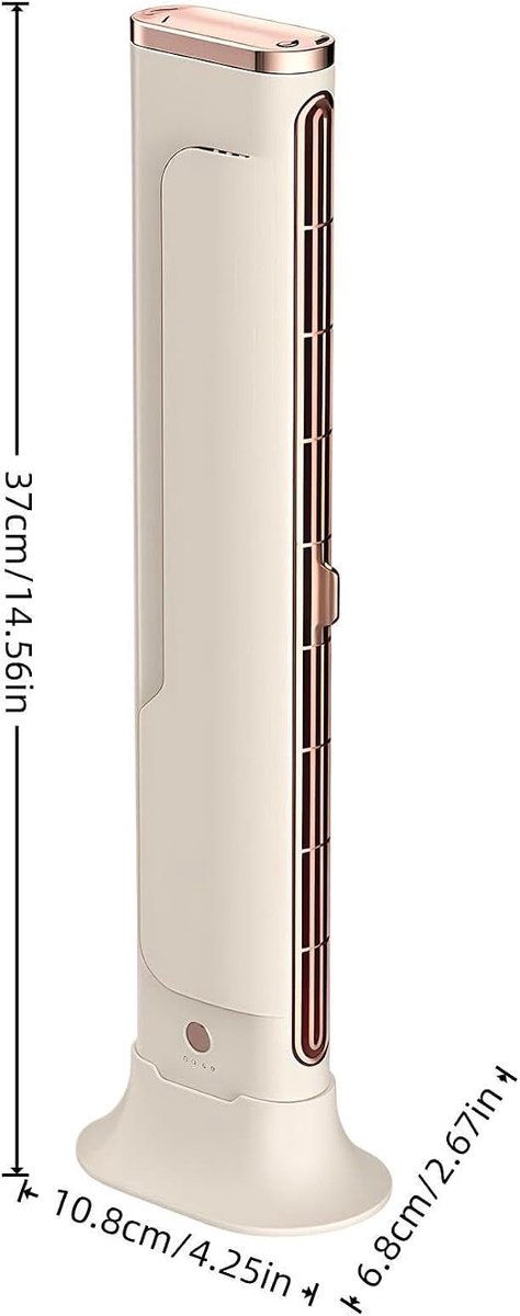 CHEN LONG SARL Staande torenventilator USB oplaadbaar, multifunctionele bladloze bureauventilator voor scherm, muur en tafel, stille ventilator voor slaapkamer kantoor studentenkamer, verstelbare luchtuitlaat, grote luchtvolume, crème roségoud design thumbnail 2