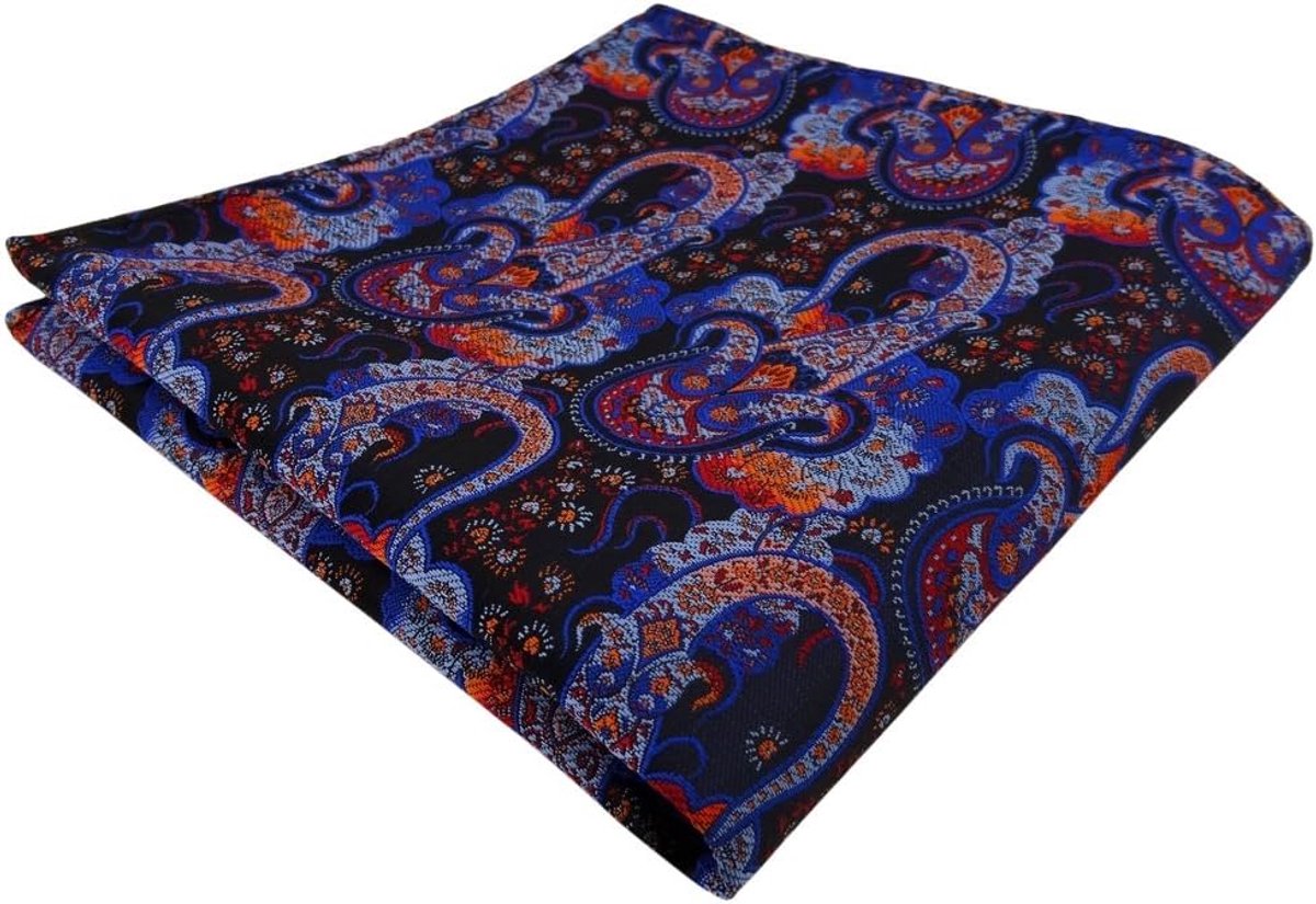 Herentasje Zakdoek - Pochette Accessoire - Outfit Completeren - Paisley Patroon - 30 x 30 cm - Blauw