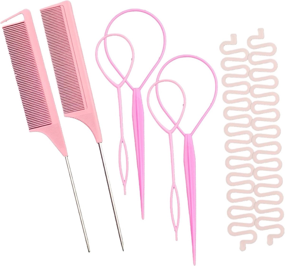 Haarstyling Set - Vlechtkam Afscheider - Probleemloze Kapsels - Stevige Golven Kaartsleuf - 24 x 8 cm - Zwart
