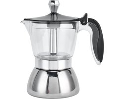 Koffiezetapparaat - Moka Pot - Thuis Koffie Maken - Ergonomisch Handvat - 200 ml - Zilver