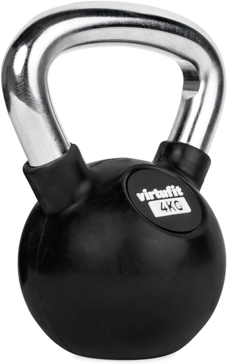 Kettlebell - Rubber - Chroom - 4 kg