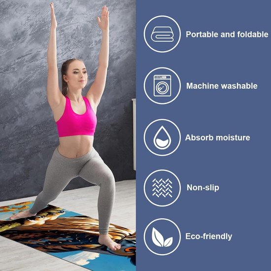 Yogamat handdoek - Antislip doek - Warme yoga - Sneldrogend materiaal - 185 x 68 cm - Veelkleurig van Yogamat — afbeelding 5