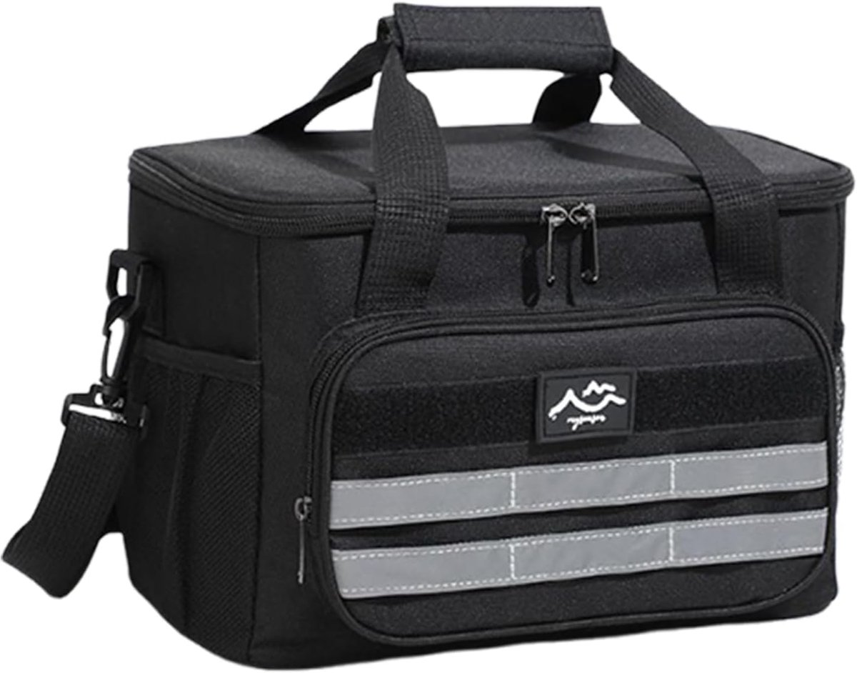 Strandkoeler - Geïsoleerde lunchbox - Picknick en kamperen - Waterdichte constructie - 30 x 21 x 185 cm - Zwart