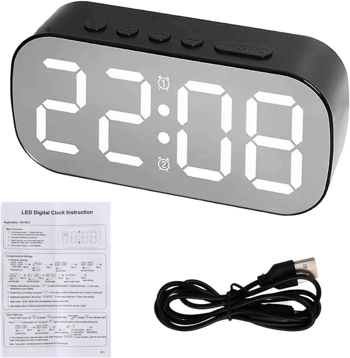 Digitale Wekker - LED-Display - Dubbel Alarm - Instelbare Helderheid - Voor Thuis en Kantoor