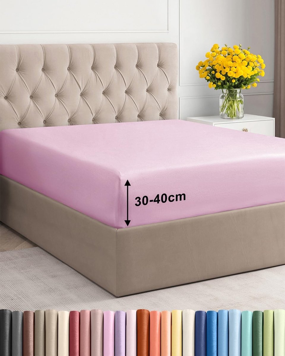 Hoeslaken 140x200 cm - Geborstelde polyester microvezel - 40 cm diepe hoek - Krimp- en kleurvast - Voor Boxspringbedden