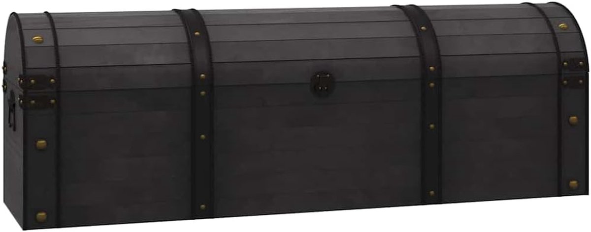Houten Opbergkist - Decoratieve Kist - Spullen Opbergen - Vintage Stijl - 120x30x40 cm - Zwart
