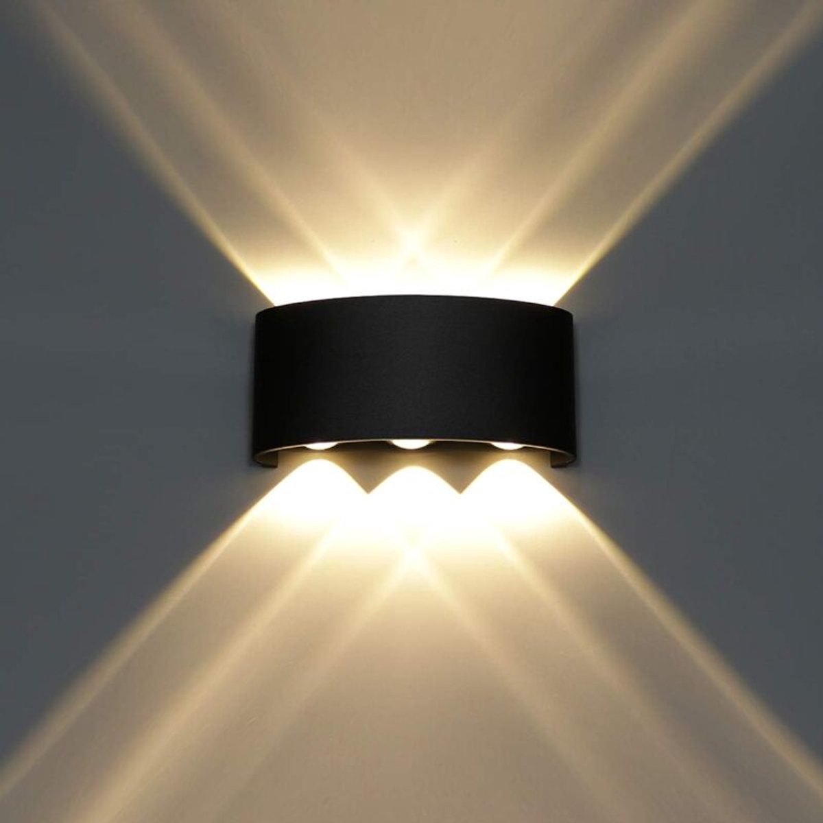 6W LED-wandlamp binnen, aluminium, moderne op/neer-spot, geschikt voor woonkamer, slaapkamer, hal, trappenhuis, gang (warm wit licht) - zwart - zwart