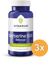 3x Vitakruid Berberine 500 Rebersa® 97-102% Berberine Zouten (60 vega capsules)