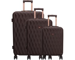 Charm London Honey Koffer 20-24-28 Inch - Kofferset - TSA Slot - Travel - Reizen - Hardcase - Donkerbruin