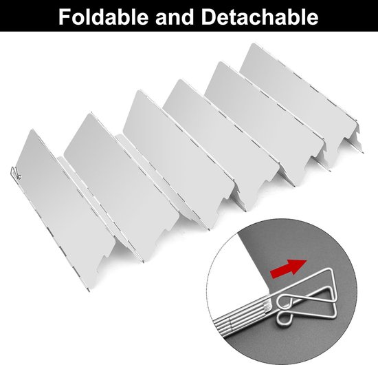 Aluminium Windscherm voor Campingkooktoestel - Opvouwbaar - Lichtgewicht - Inclusief Opbergtas - Windbescherming voor Gasbrander, BBQ & Buitenkoken — afbeelding 2