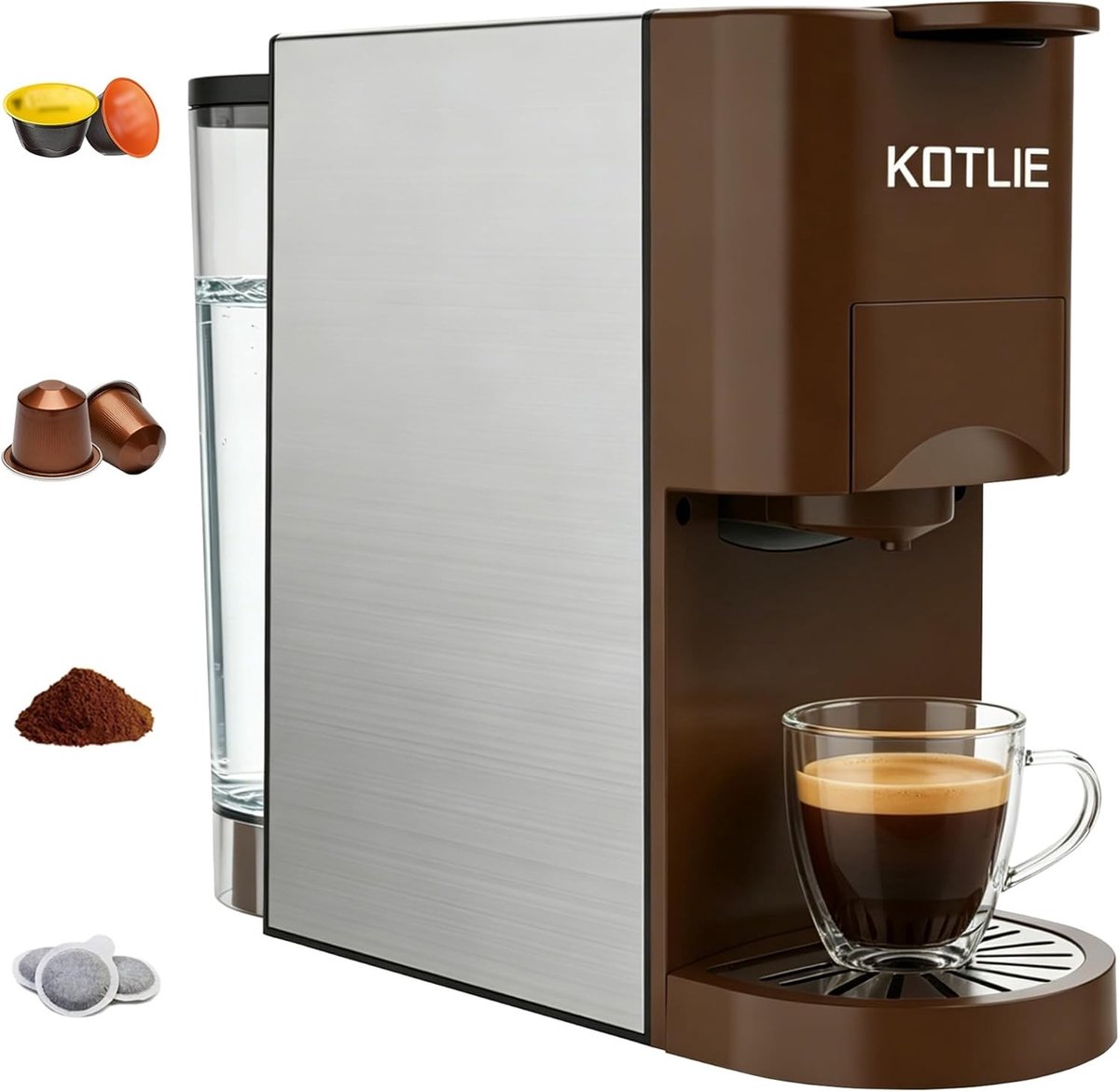 Espresso Koffiezetapparaat - Bruin - 4-in-1 Functionaliteit - 19 Bar Druk - Voor Koffieliefhebbers