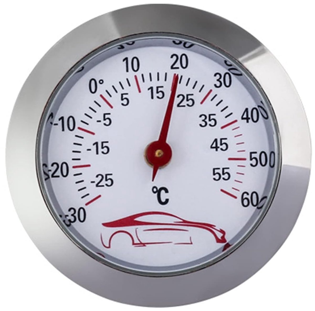 Autothermometer - Temperatuurmeter Auto - Temperatuur Monitoren - Analoge Wijzerplaat - 43 mm - Zilver