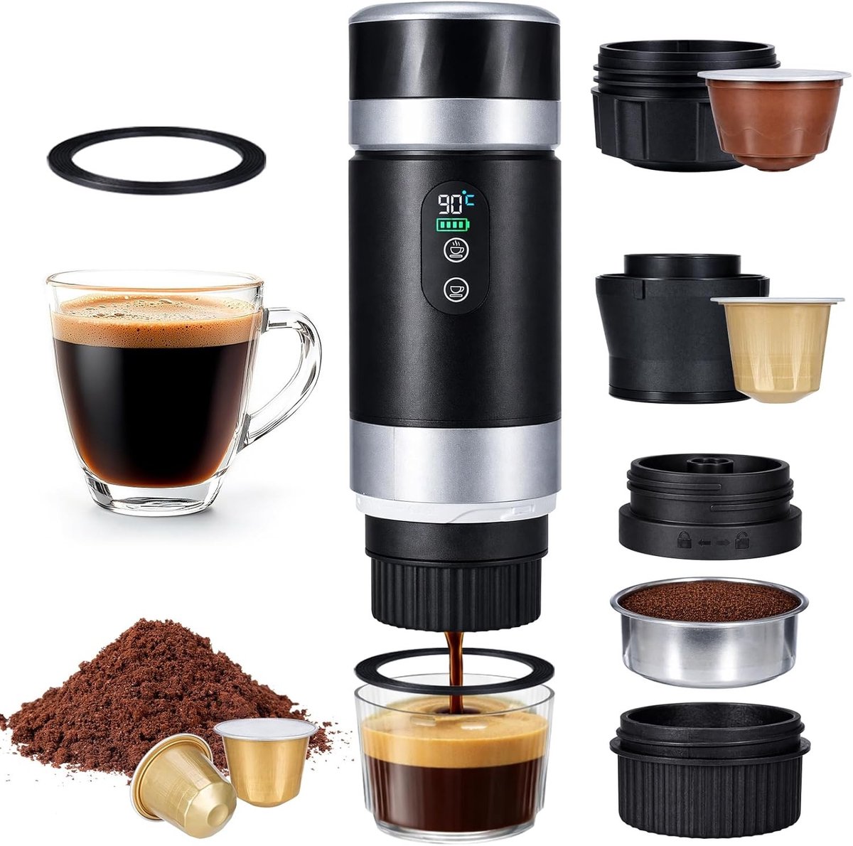 Accu Koffiezetapparaat - Draadloos - Compact Ontwerp - Snelle Bereiding - Voor Koffieliefhebbers