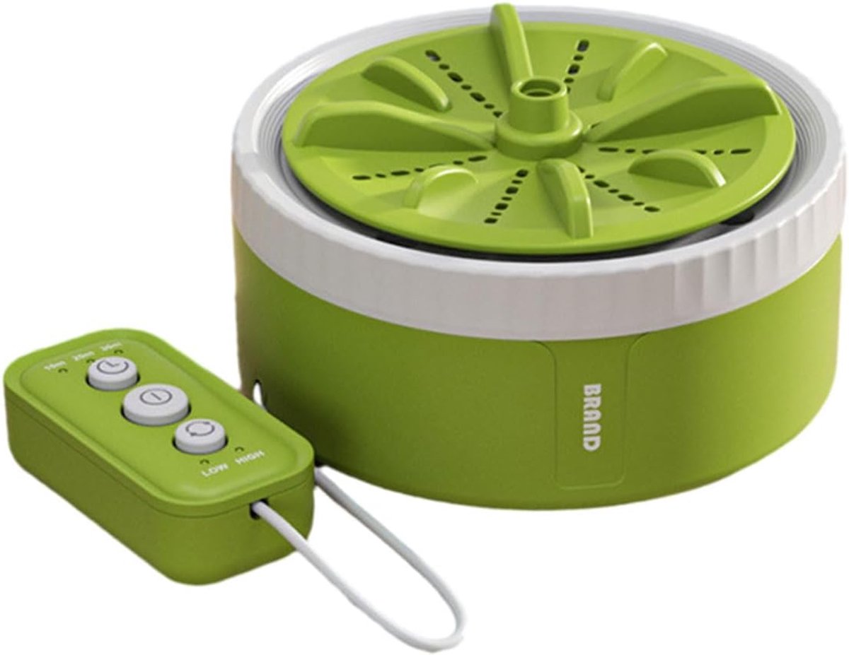 Draagbare Wasmachine - Reis Wasmachine - Kleding Wassen - Lichtgewicht ABS - 12 x 12 x 7 cm - Grijs/Groen