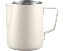 Melkopschuimkan Latte Art - Melkkan Opschuimer - Koffie Maken - Ronde Uitloop - 600 ml - Crèmewit