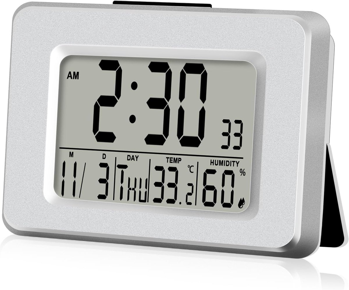 Digitale Wekker - Tijd Klok - Wakker Worden - Met Temperatuur - 139 x 90 mm - Zilver