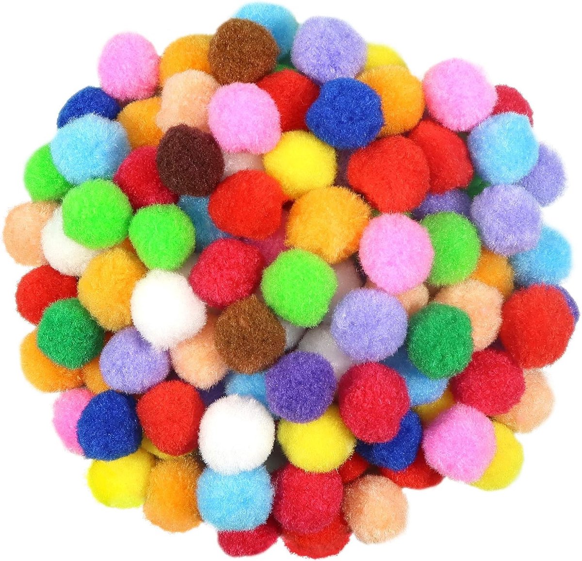 300 Stuks Pompoms 25mm Assortiment Fluffy Multicolor Fuzzy Bollen voor DIY Knutselprojecten en Decoraties