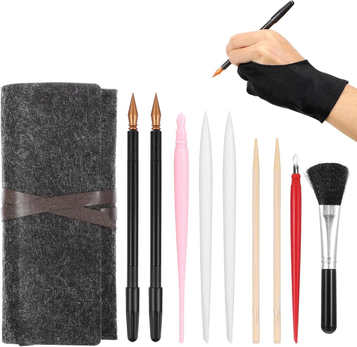 11-delige Scratch Art Set met Tekenhulpmiddelen, Handschoen, Gereedschapstas en Kleurpennen voor Creatieve Kunstenaars