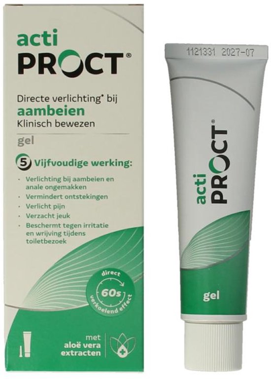Actiproct Gel Tube 30 g - Aambeienzalf met direct verkoelend effect, Snelle verlichting bij aambeien (inwendig en uitwendig), Voor Anale verzorging, Vermindert jeuk en Verlicht irritatie, incl. applicator