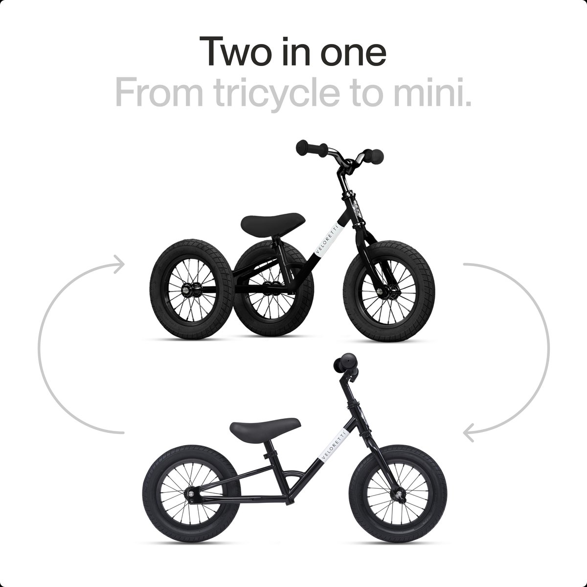 Veloretti Driewieler 2 in 1 Loopfiets met zijwieltjes - 1.5 t/m 4 jaar - 12 inch - Donkerblauw thumbnail 4