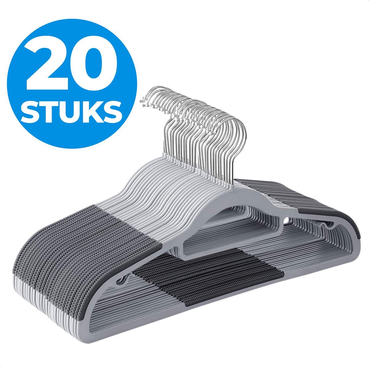 Killogood ABS Kledinghangers - 20 stuks - Anti Slip - Duurzaam - Grijs - Voor Broeken en Kleding