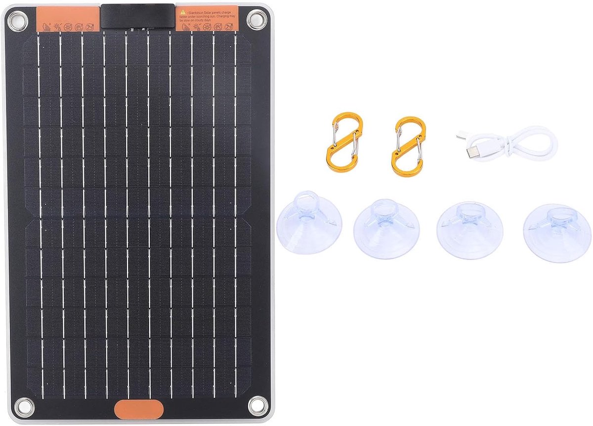 Zonnepaneel 15W - Draagbare lader - Buiten opladen - Dubbele Type-C - 39x29x3 cm - Zwart