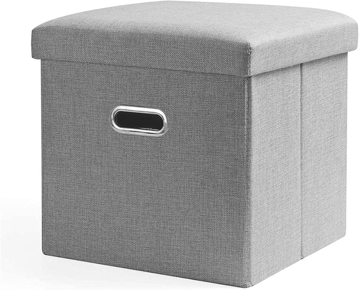 Opbergkruk - Voetenbank kruk - Extra zitplaats - Opvouwbaar design - 31x31x31cm - Blauw