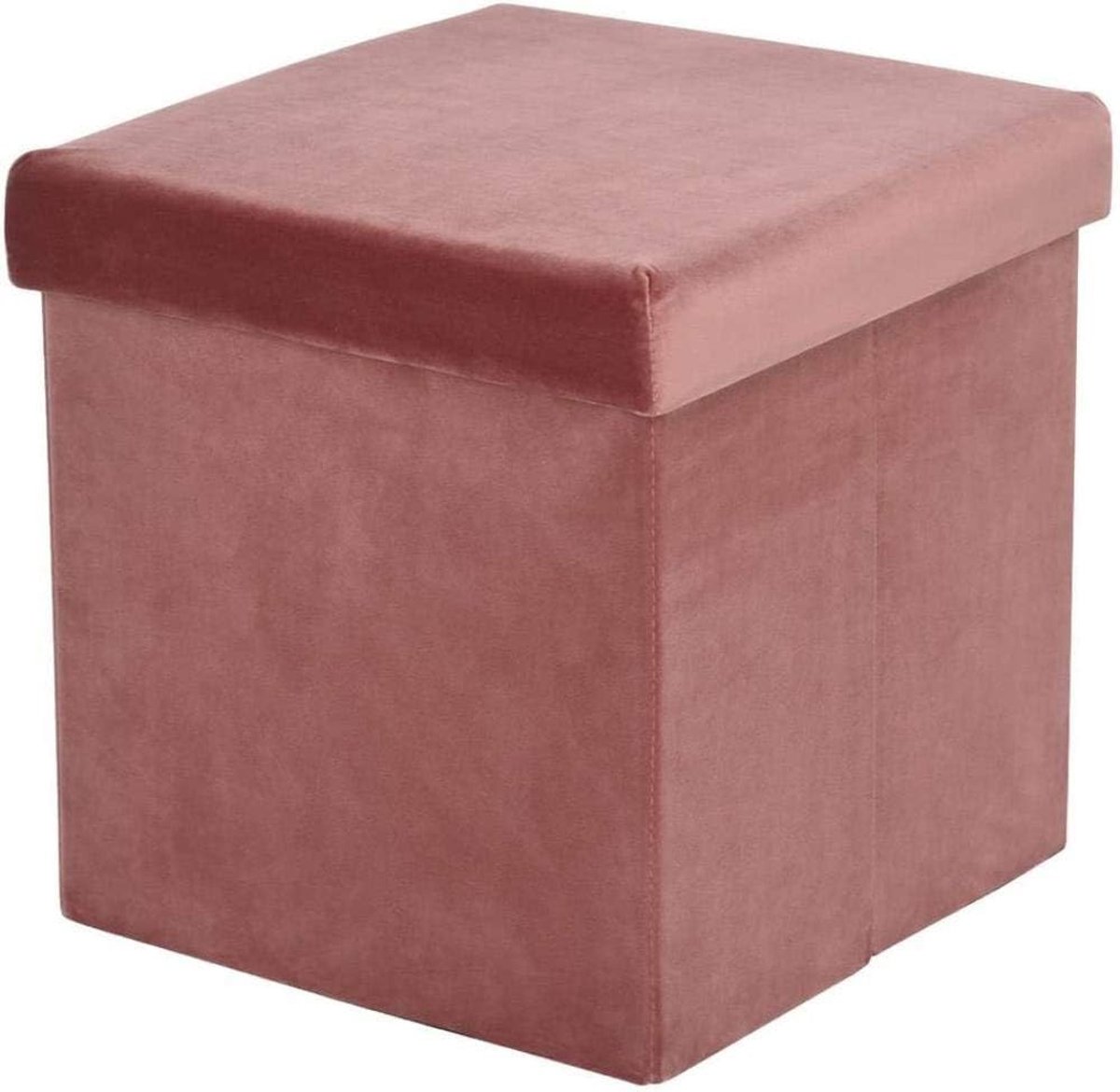 Opberg Poef - Ottomaanse Kruk - Extra Zitting - Opvouwbaar Ontwerp - 38x38x38 cm - Roze