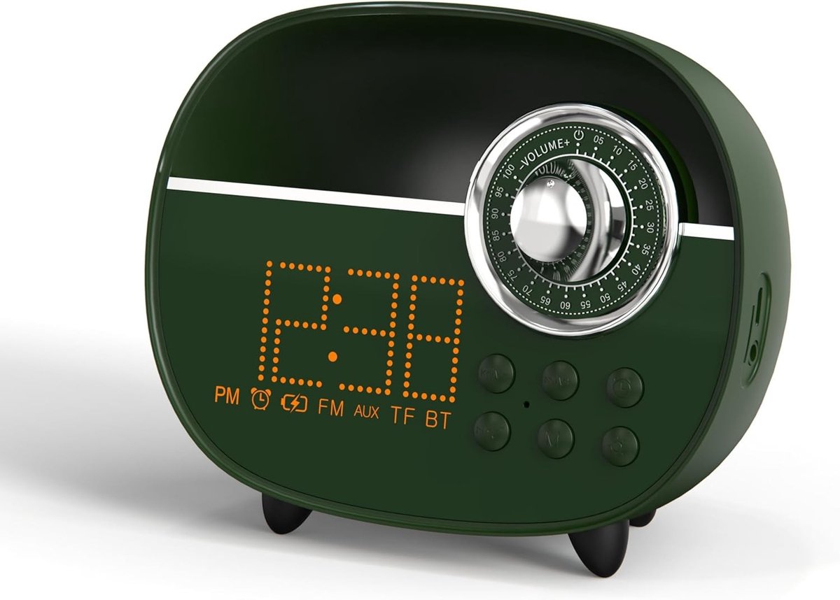 Wekker met Bluetooth - Vintage Design - FM-Radio met 20 Zenders - Handsfree Bellen - Voor Thuis en Kantoor