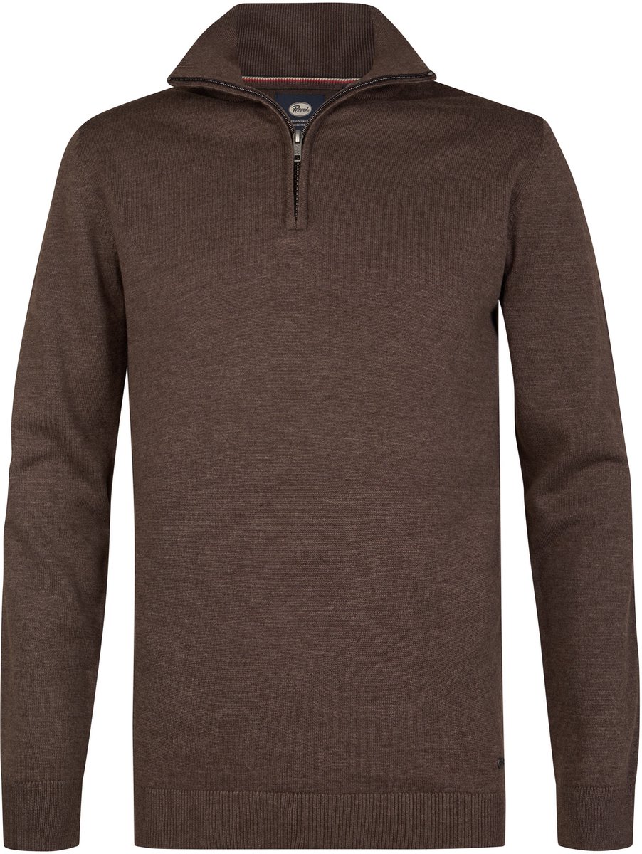 Petrol Industries - Heren Fijngebreide half-zip trui wheel - Bruin - Maat XL