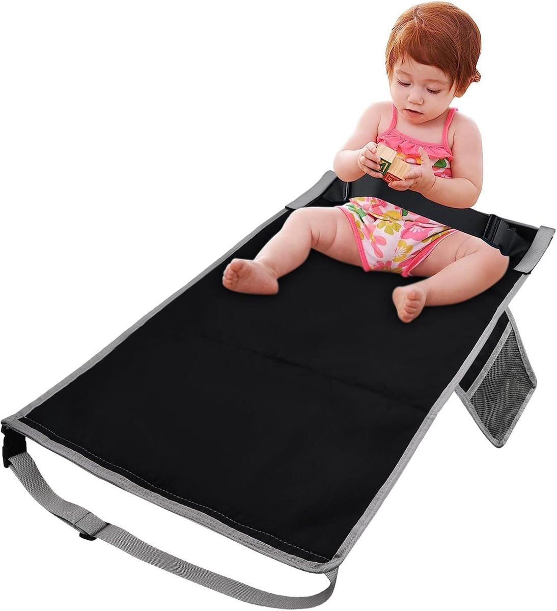 Vliegtuigbedje - Reiskussen Waterdicht – Babybedje Met Veiligheidsriem - Voetensteun Draagbaar – Vliegtuigbedjes - 44 x 79 cm - Zwart