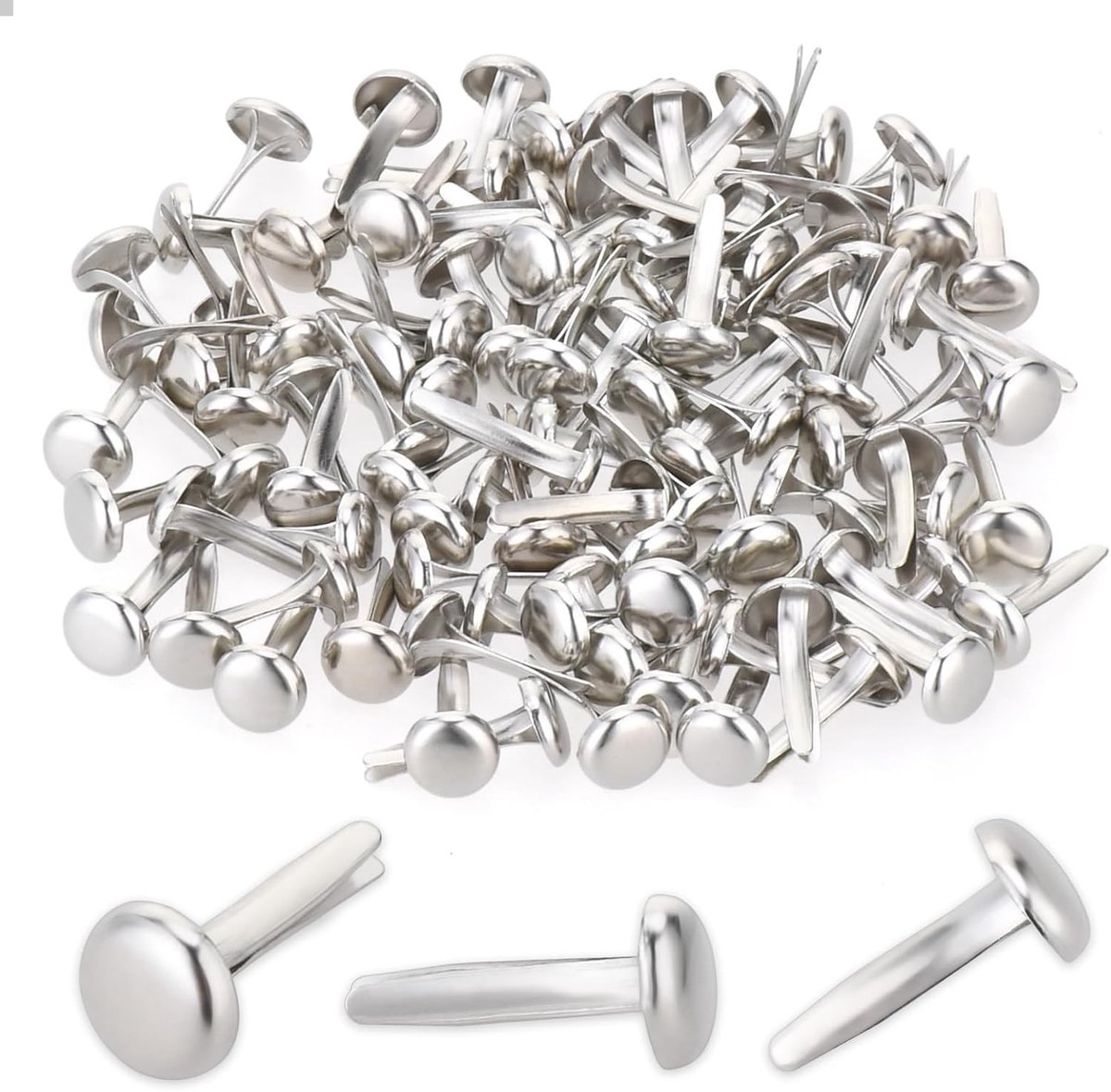 Set van 100 metalen mini ronde clips voor scrapbooking, school, kantoor, papier en knutselen - zilver kleurig