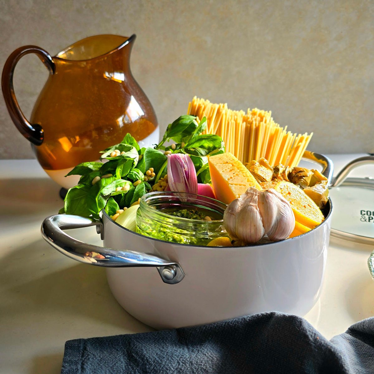 Cook & Pan Honey 9-Delige Pannenset Crème - PFAS vrij - Geschikt voor Inductie - Pannen Set met 7 jaar Garantie - Krasbestendige Anti Aanbaklaag - Vaatwasserbestendig - Koekenpan, Wokpan, Steelpan, Hapjespan, Kookpot - Beige – foto 6