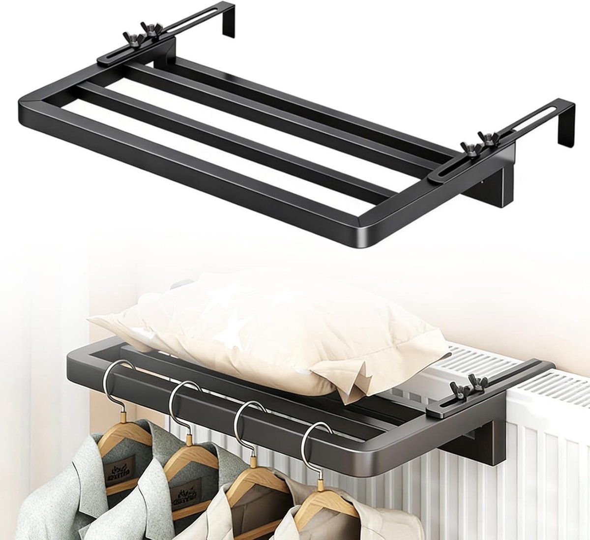 Radiator droogrek - Wasrek hangend - Kleding drogen - Verstelbaar ontwerp - 40 x 25 cm - Z