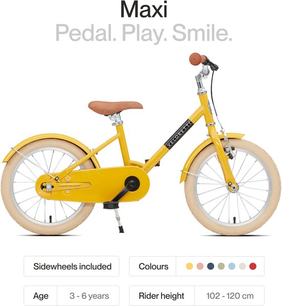 Veloretti Maxi Kinderfiets 16 inch - Geel - Kids 3-6 jaar van Veloretti — afbeelding 3