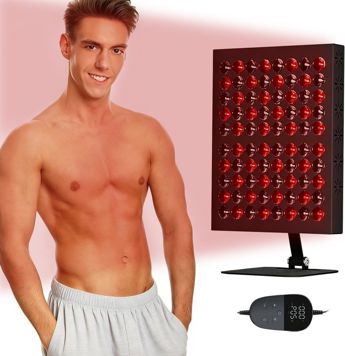 Roodlicht Lamp - Infrarood Lamp - Dagelijkse Verzorging - Instelbare Timer Helderheid - 50W 80LED - Rood
