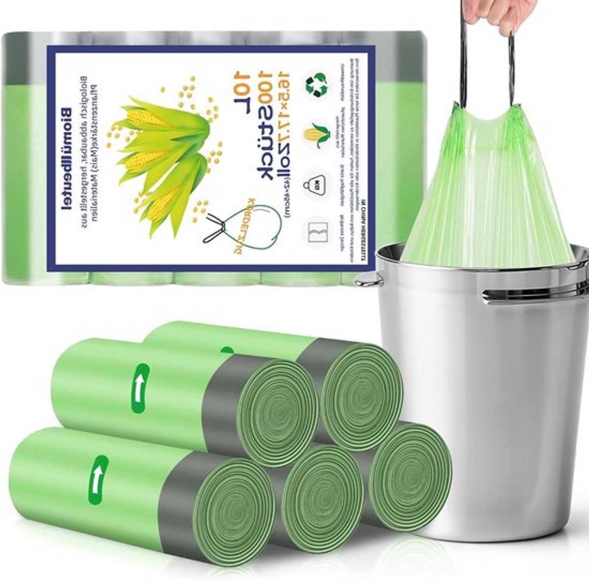 Afvalzakken 10 liter, 42 x 45 cm, pack van 100, Allecto Plus