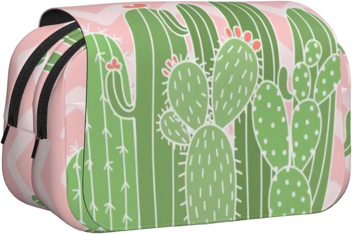 Etui met Print - Pennenhouder Tas - Briefpapier Organiseren - Grote Opslagcapaciteit - Eén Maat - Zwart