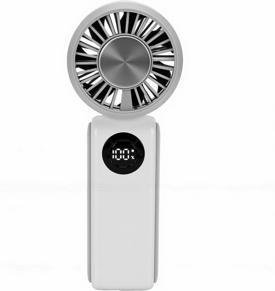 Handventilator met koeling - Draagbare ventilator - Persoonlijke verkoeling - Digitaal display - 4000 mAh batterij - Wit