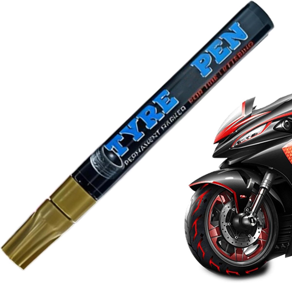 Banden Verf Pen - Velgen Marker - Voertuig Decoratie - Snel Drogend - 14 cm Lengte - Goud