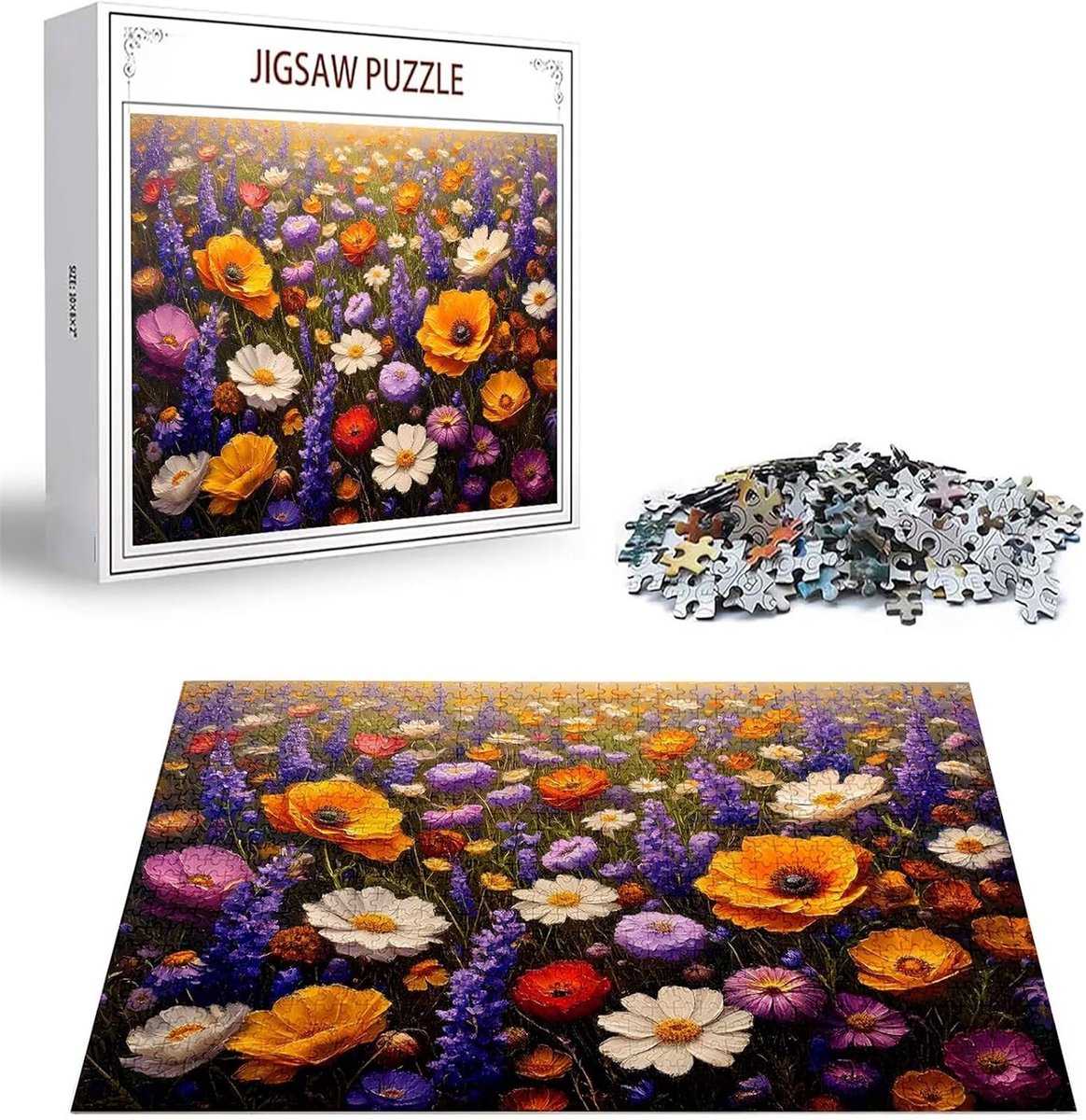Houten Puzzel - Kunstwerk Puzzel - Ontspanning Thuis - Grote Afmeting - 156x105 cm - Bloemen