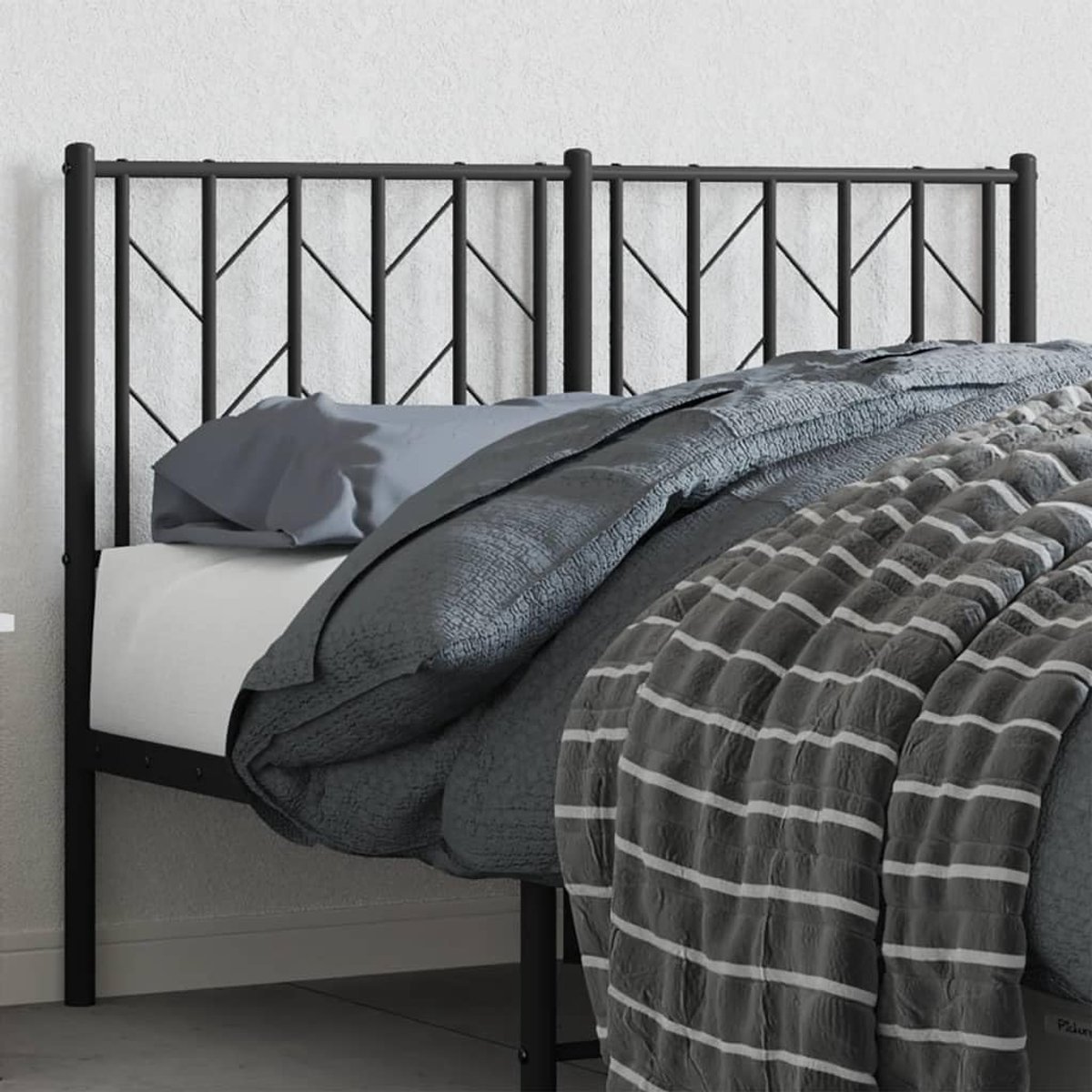 Metalen hoofdeinde - Bed hoofdbord - Slaapkamer decoratie - Robuuste staalconstructie - 120 cm breed - Zwart
