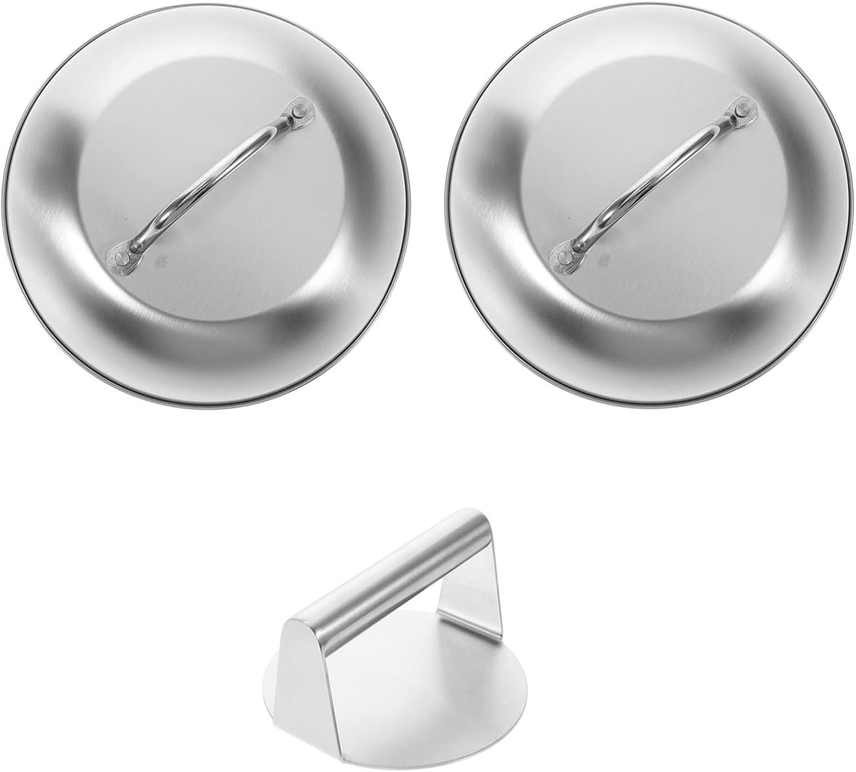 Burgerpers Set - Grill Accessoires - Hamburgers Maken - Verstelbaar Deksel - 14 cm - Zilver