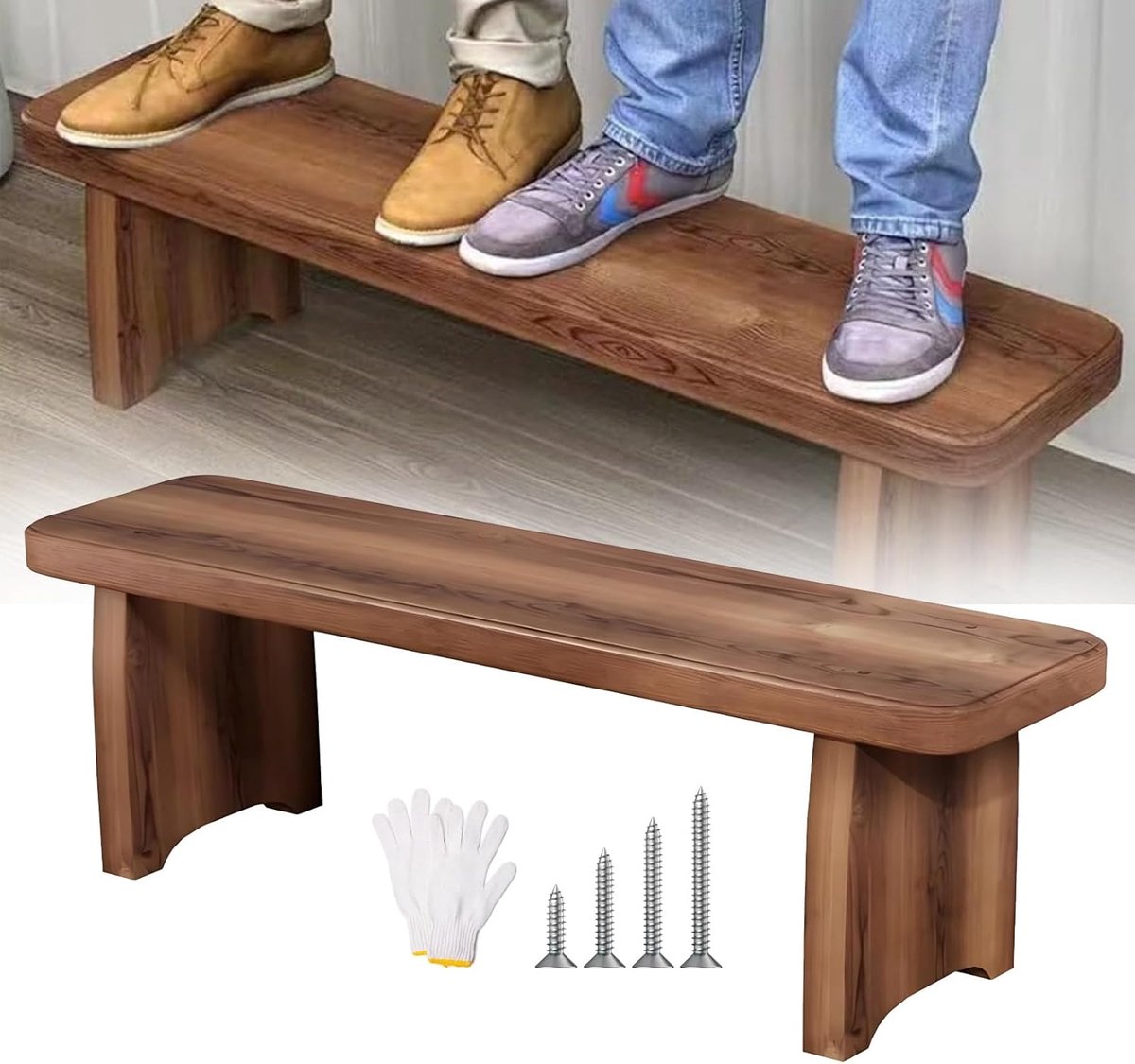 Houten Bankje - Zitbankje Buiten - Planten Decoratie - Carbonisatie Behandeling - 60-150 cm Lengte - Natuurlijk Hout