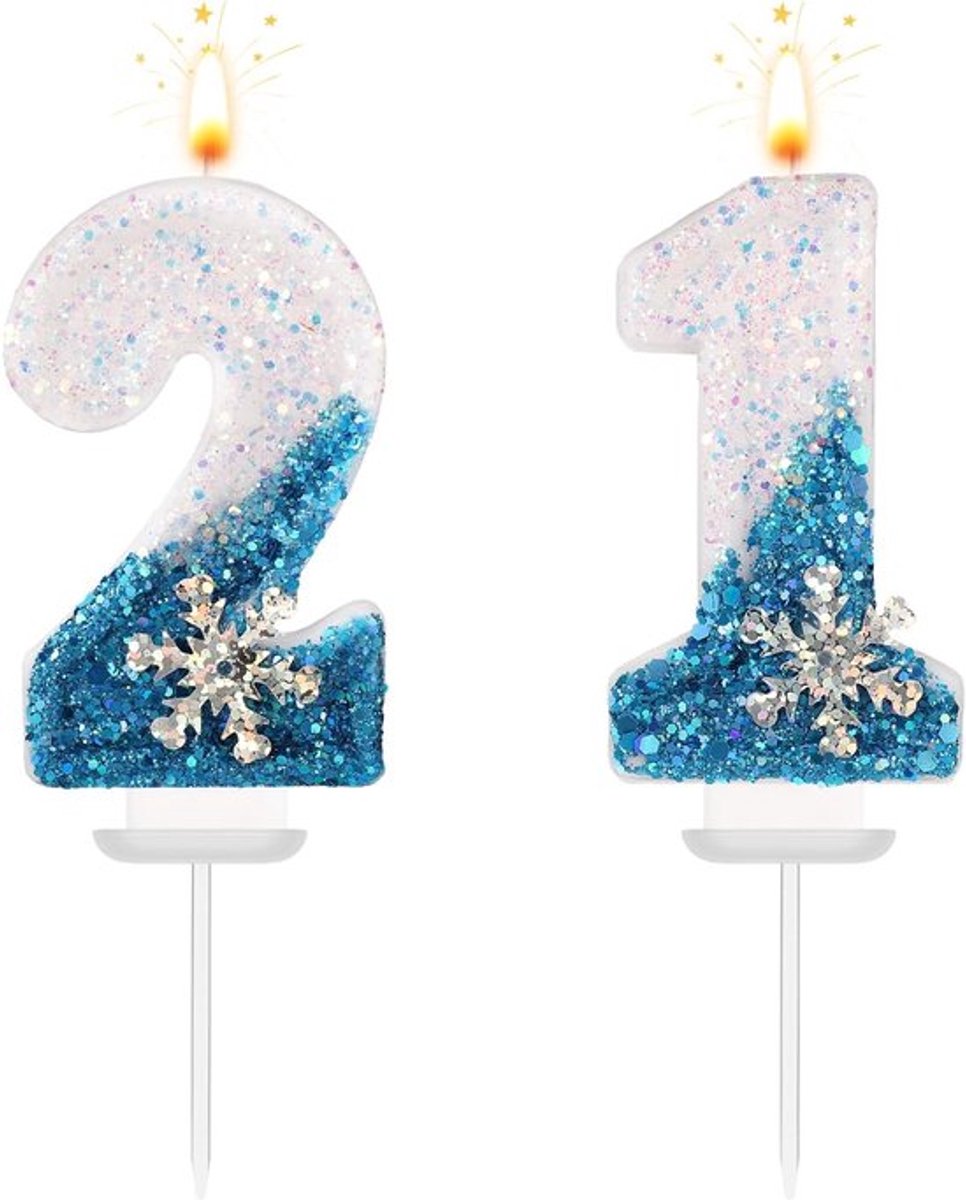Sneeuwvlok kaarsen voor verjaardag cake decoraat Allecto Plus