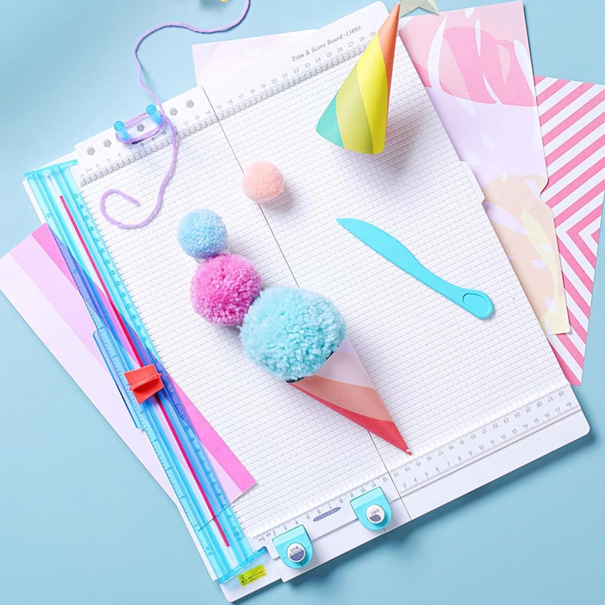 Papiertrimmer Scorebord - Knutsel Snijder - Papier Knutselen - 7-in-1 Multifunctioneel - 31 cm Snijbreedte - Grijs